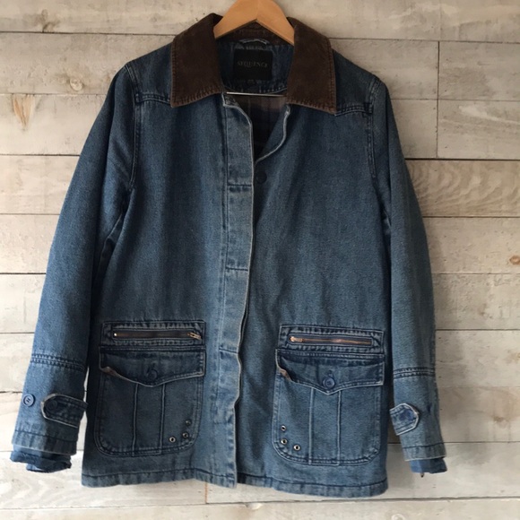 Vintage Jackets & Blazers - Vintage corduroy collar trim heavy denim chore jacket